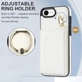 thumbnail image 2 of Wallet Case Compatible with iPhone 7 / 8 / SE 2020 / SE 2022 with Card Holder,RFID Blocking,360°Rotation Finger Ring Stand Leather Cover,Drop Protection with Magnetic Snap Phone Case, White, 2 of 9
