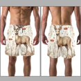 thumbnail image 3 of luoweisi Men's Beach Shorts Quick Dry Swim Trunks with Mesh Lining Jungle Elk L, 3 of 5