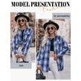 thumbnail image 6 of Xuanfei Women Lapel Collar Plaid Button Down Long Sleeve Shirt, 6 of 7