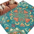thumbnail image 2 of Turkish Flower Washable Living Room Rugs 5'x7', Vintage Abstract Low Pile Throw Large Area Rugs Non-Slip Sturdy Edge Binding Carpet for Dining Room Bedside Kitchen, 2 of 9