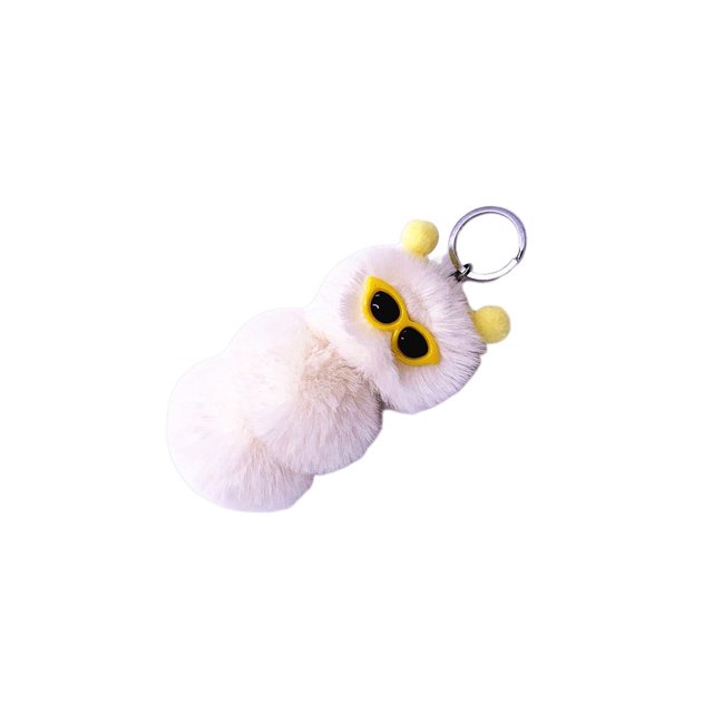 Inteprter LLavero de repuesto con forma de insecto, bolso de oficina decorativo de Color sólido de dibujos animados, colgante de llavero automotriz, Artesanía Blanco Inteprter HA074060-04