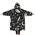 thumbnail image 2 of Oversized Wearable Blanket Hoodie,Black Gothic Hand Eye Pattern Sherpa Blanket Hoodie with Super Pockets,Super Warm Fuzzy Pullover for Women & Men, 2 of 6