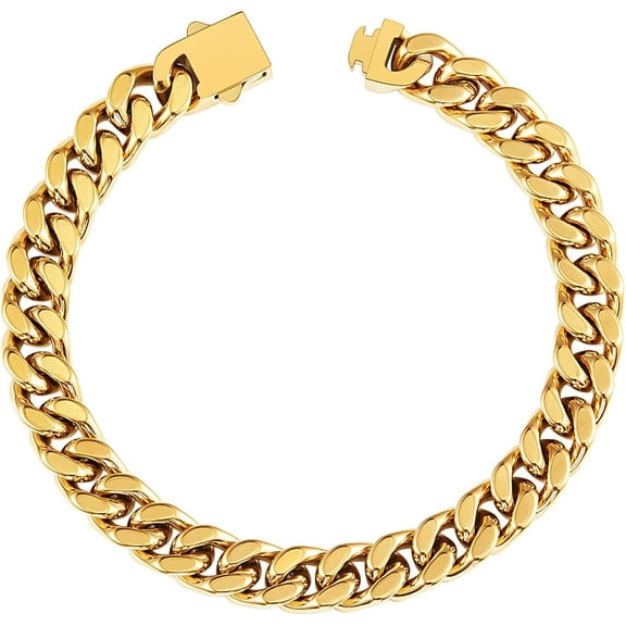 Stainless Steel Cuban Link Bracelet for Men, 7mm/9mm/11mm/13mm Width, 7.6''/8.6'' Length, 18K Gold Plated/Black/Silver Chain Bracelet for Men, with Gift Box