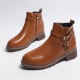 thumbnail image 5 of Taqqpue Women's Boots, Women's Fashion Casual And Winter Round Head Belt Buckle Fashion Boots Side Zipper Thick Heel Short Boots for Women, 5 of 9