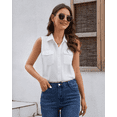 thumbnail image 3 of SPRING SEAON Women's Sleeveless Button Down Shirts Blouses Solid Casual Tank Top Loose V Neck Summer Top for Work, 3 of 7