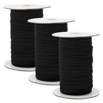 KAWELL 3 Pack 0.25" Knit Elastic, 70 yd, (Black,Total 210-Yards)