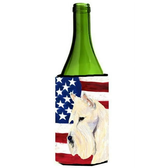 Usa American Flag With Scottish Terrier Wine Bottle Hugger - 24 oz.