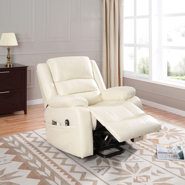 Heat Massage Manual Recliner Chair,Small Recliners Spaces,360° Swivel In Fabric Reclining Chairs,Single Lazyboy Recliner Sofa For Living Room,RV,Bedroom,Beige