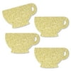 Big Dot of Happiness Gold Glitter Tea Cup - No-Mess Real Gold Glitter Cut-Outs - Garden Tea Party Confetti - Set of 24