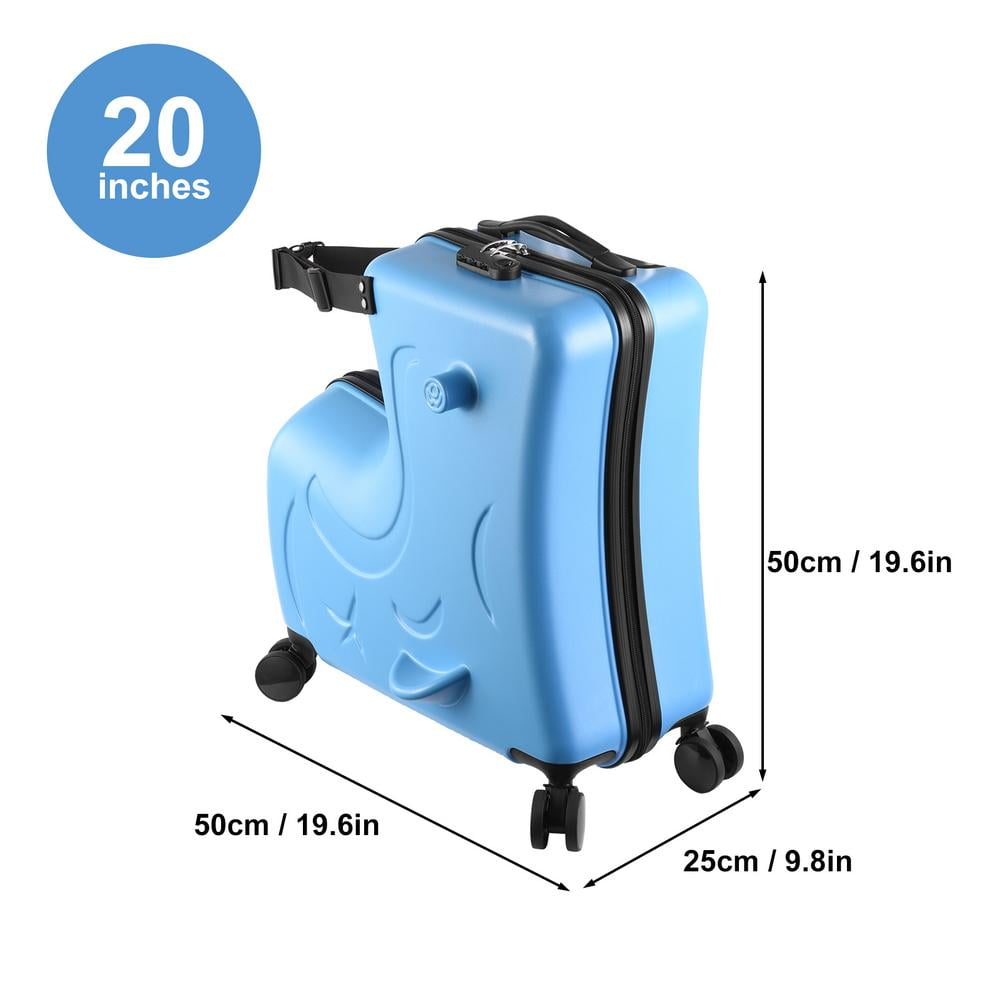 Flroha Ride on Suitcase for Kids Carry-On Luggage Cabin Luggage with Wheels Cute Hardside Kids Suitcase with Safety Belt for Toddler Boys Girls Airplane Travel effectual
