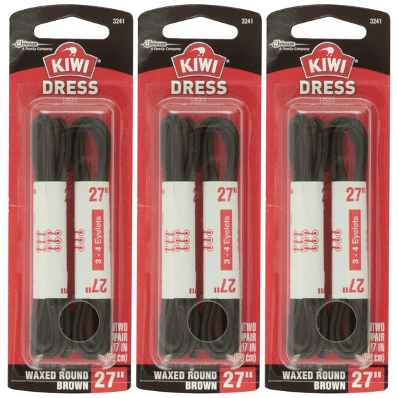 Kiwi Dress Waxed Round Brown Shoelaces, 27 Inch, 6 Pair for Men’s and Women’s Dress Shoes