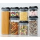 thumbnail image 3 of Juego de 7 recipientes para almacenar alimentos, de plástico transparente, para cereales y harina, con tapas fáciles de cerrar, para organizar y almacenar alimentos en la despensa de la cocina., 3 of 5