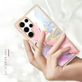 thumbnail image 2 of Case Compabible with Samsung Galaxy S22 Ultra 6.8" 2022, Hard PC Back & TPU Bumper 360° Ratating Metal Ring [Kickstand] Shockproof & Anti-scratch Luxury Fashion Marble Pattern Case, Pink, 2 of 6