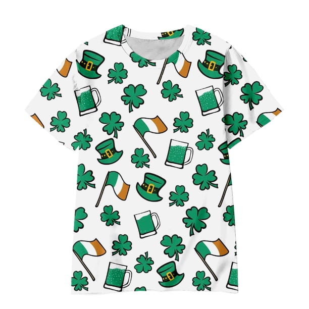 Gibobby Blusas Holgada Camiseta de manga corta con estampado del día de San Patricio para niños y niñas(Verdinegro, 13-14 Años)