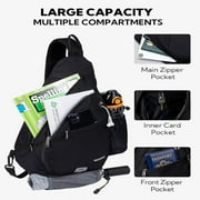WATERFLY Unisex Large Capacity Nylon Sling Cross-Body Shoulder Chest Bag,Black
