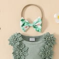 thumbnail image 5 of HCNTES Toddler Baby Girl Clothes: Soft Fabric Infant Outfits Short Sleeve Romper & Shorts 3PCS Outfits Set Cute Spring Summer Home Outing(Z01-Green,9-12 Months), 5 of 5
