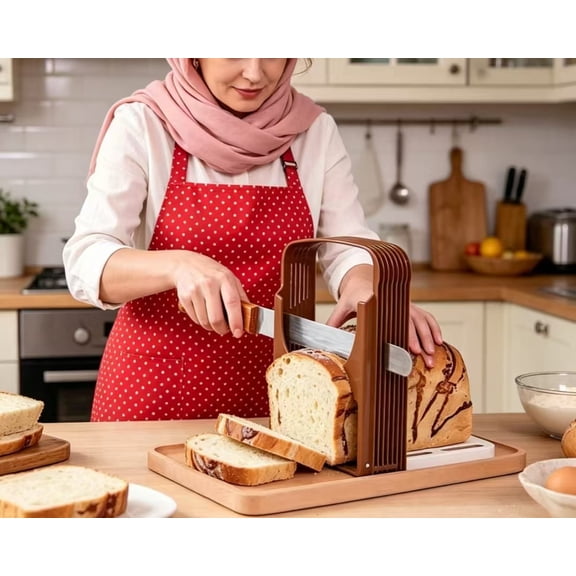 Vruelia Bread Slicer, Bread Bake Bread Slicer Cutter, Foldable Bread Slicer Compact Bread Slicing Guide,Kitchen Accessories,Bread Machine Bread Maker for Homemade Bread Bagel Loaf Sandwich