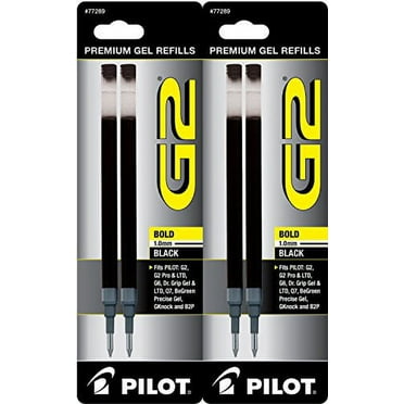 Pilot G2 Gel Ink Pen Refill for Rolling Ball, Bold Point, 0.7 mm, Black, 4 Count