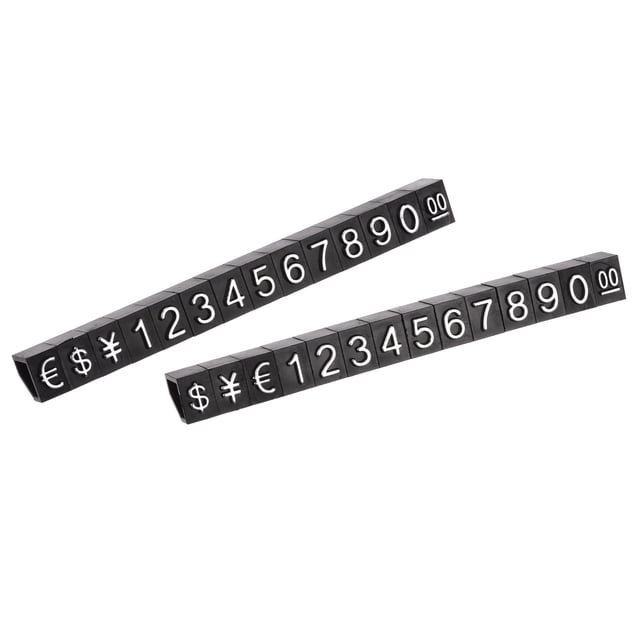 Unique Bargains Réglable Mini Cube Prix Étiquette Numéro d'Affichage Argent sur Noir, 6.3x9mm, 14 set