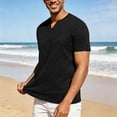 thumbnail image 5 of Aofany Summer T Shirt Men Solid Color Short Sleeve T-Shirts Casual V-Neck Big and Tall Mens Pullover Shirts, 5 of 6