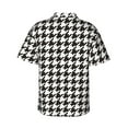 thumbnail image 3 of Easygdp Houndstooth Black And White Men's Hawaiian Shirts Print Lapel Short Sleeve for Beach, vacation, party, casual occasions - Medium, 3 of 9