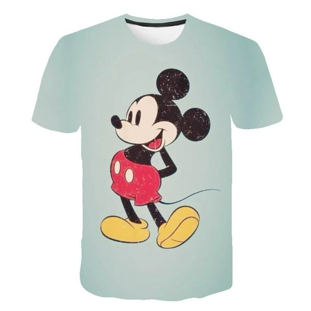Summer Kids Mickey Mouse T-Shirts Fashion Boys Girls Tees Tops Children Disney Short Sleeves Cartoon Casual T Shirts 4-14 Years10T Gao Jinjia LED
