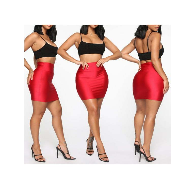 Peyakidsaa Womens Mini Skirt Slim Seamless Stretch Tight Short Fitted Candy Dress  Skirts