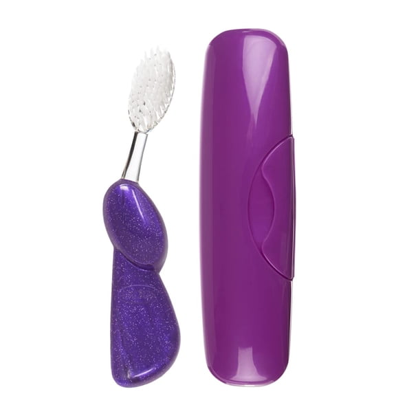 RADIUS Toothbrush Big Brush with Replaceable Head BPA Free ADA Accepted - Right Hand - Purple Brush with Purple Case