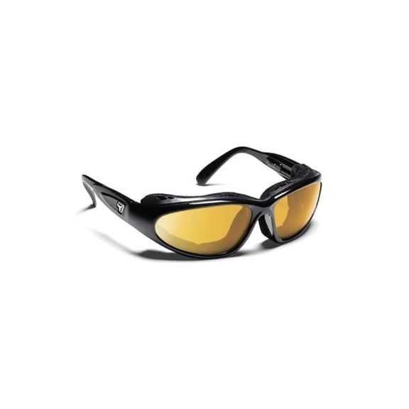 7eye 190543 Cape Sharp View Yellow Sunglasses- Glossy Black - Small & Large