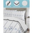 thumbnail image 4 of Quilts Twin-XL Size Bedding Set, Blue Flowers Lightweight Quilted Comforter, Spring Floral Bows Minimalist Botanical Soft Reversible Bedspread Coverlet with Pillow Covers for All Season, 68" x 98", 4 of 7