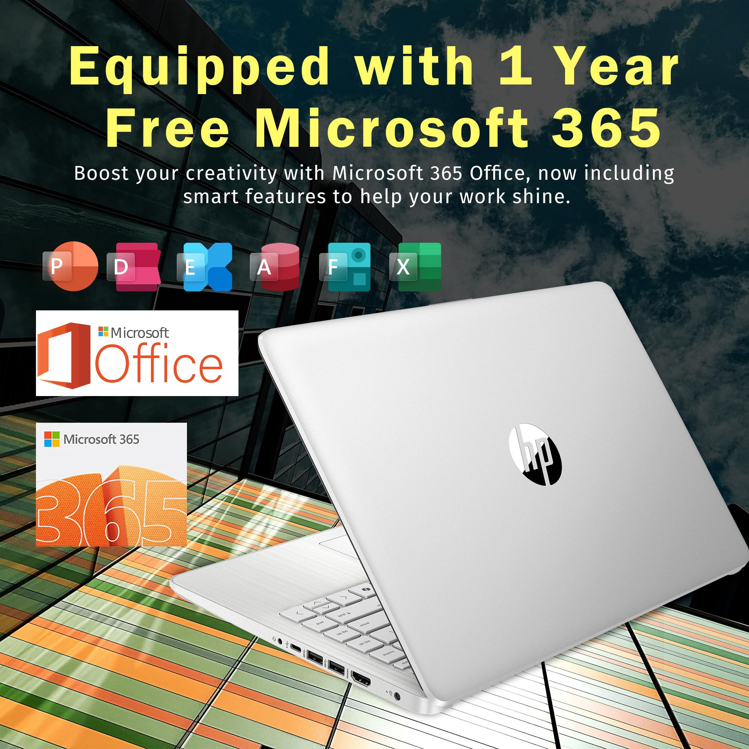 HP Stream 14" Laptop, Intel Processor N150 (up to 3.60 GHz), 1-Year Microsoft 365, Copilot AI, 16GB RAM, 128GB UFS Storage, Fast Charge, Wi-Fi 6, Win 11 S, Silver, W/Wireless Mouse