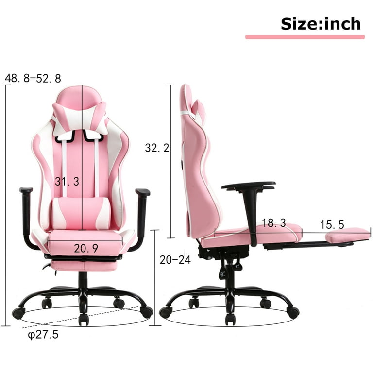 Pink Office Chair, sedentary Comfortable Latex Cushion + 360 ° Rotation +  footrest, liftable Leather Executive Chair/Computer Chair/PC Gaming Chair