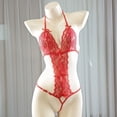 thumbnail image 4 of Women One Piece Lingerie Deep V Lace Bodysuit Babydoll Teddy Underwear, 4 of 5