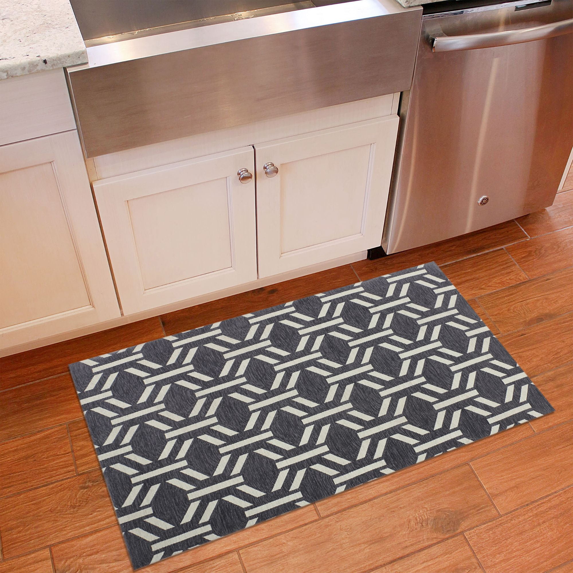 RugSmith Dark Grey Maze Anti-Fatigue Kitchen Mat, 20" x 36"