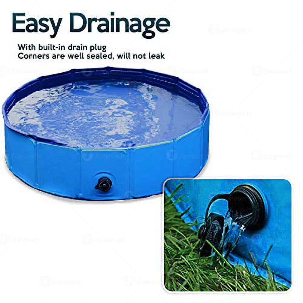 Zone Tech Foldable Pet Bathing Tub Swimming Pool - Easy to Store Collapsible Foldable Bath Pool for kids and Pets Blue