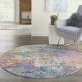 thumbnail image 4 of 5â€™ Round Ivory and Multi Abstract Area Rug, 4 of 6