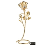 Matashi Everlasting 7.5" 24K Gold Plated Long Stem Rose Flower with Premium Crystals