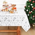 thumbnail image 2 of Christmas Tablecloth 60×104 Inch, Silver Snowflake Christmas Table Cloth for Winter, Elk Christmas Tablecloths, Waterproof Xmas Table Cover for Table, Kitchen, Dining, Holiday, Rectangle, 2 of 5