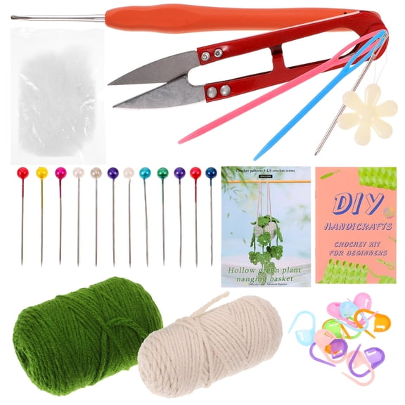 WRITWAA Macrame Crochet Craft Kit with Green Yarn for Home Decoration, Complete Supplies Set for Enthusiasts