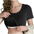 thumbnail image 2 of Caywon Women's Fashion Solid Color Pullover Tank Top with Built-In Wireless Bra Pads Crew Neck Short Sleeve Top for Home Daily Wear Layering, 2 of 9