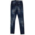 thumbnail image 2 of En Noir Men's Embroidered Detail Rip & Repair Distressed Skinny Fit Denim Jeans (36, Deep Indigo), 2 of 6