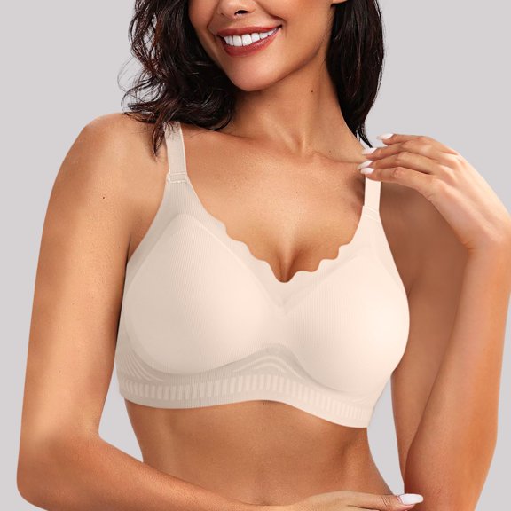 Shaoxi Bras for Women Supportive Wireless Push Up Bra Full Coverage No Underwire Seamless Plus Size for Older Women