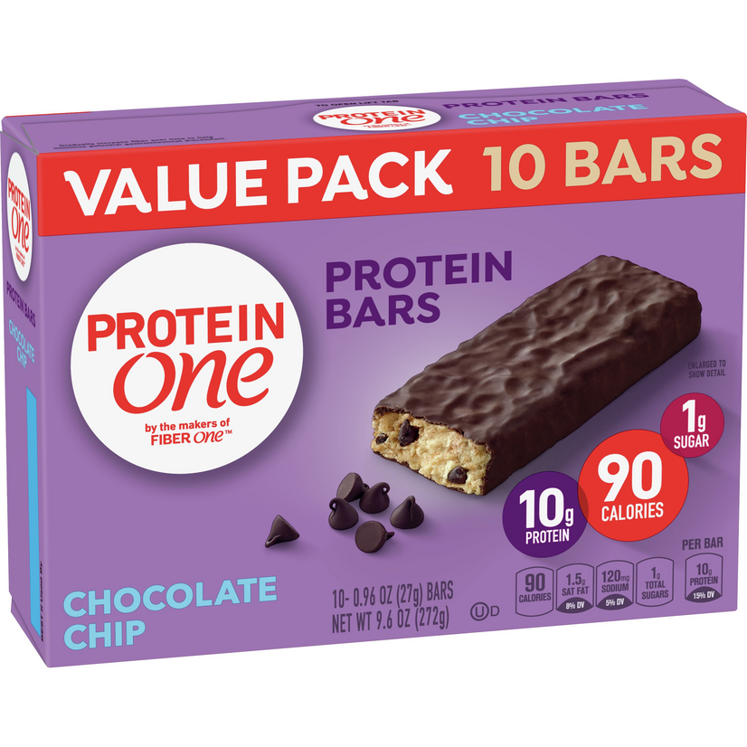 Protein One, 90 Calorie Chocolate Chip Bars Value Pack, 10 Bars