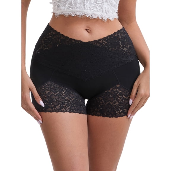 DARING DIVA Women's Lace Seamless Tummy Control Hip Lifting Panties S Black