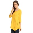 thumbnail image 2 of Women's Solid Lightweight Button Trim Detail Casual Tunic Top, 2 of 5