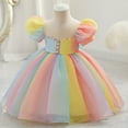 thumbnail image 4 of THDHVS Flower Girl Dress for Wedding,Girls Dresses,Girls' Summer Colorful Short Sleeve Round-Neck Mesh Princess Dress Party Long Skirts for Kids Multicolor 9-10 Years, 4 of 5