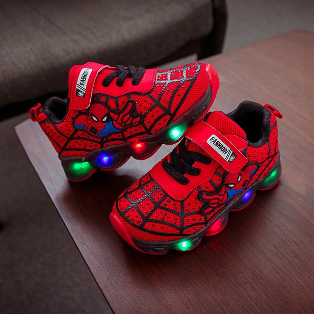 Zapatos para niños de Disney, zapatos intermitentes para niños y niñas, zapatos para correr para bebés, zapatos individuales con luces LED, zapatos deportivos mesh32-Insole 19,8 cm Gao Jinjia LED