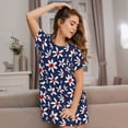 thumbnail image 3 of Balery Daisy Flowers Pattern Womens Short Sleeve Sleepshirt Scoopneck Cute Nightdress Comfy Nightgown Loungewear Dress, 3 of 6