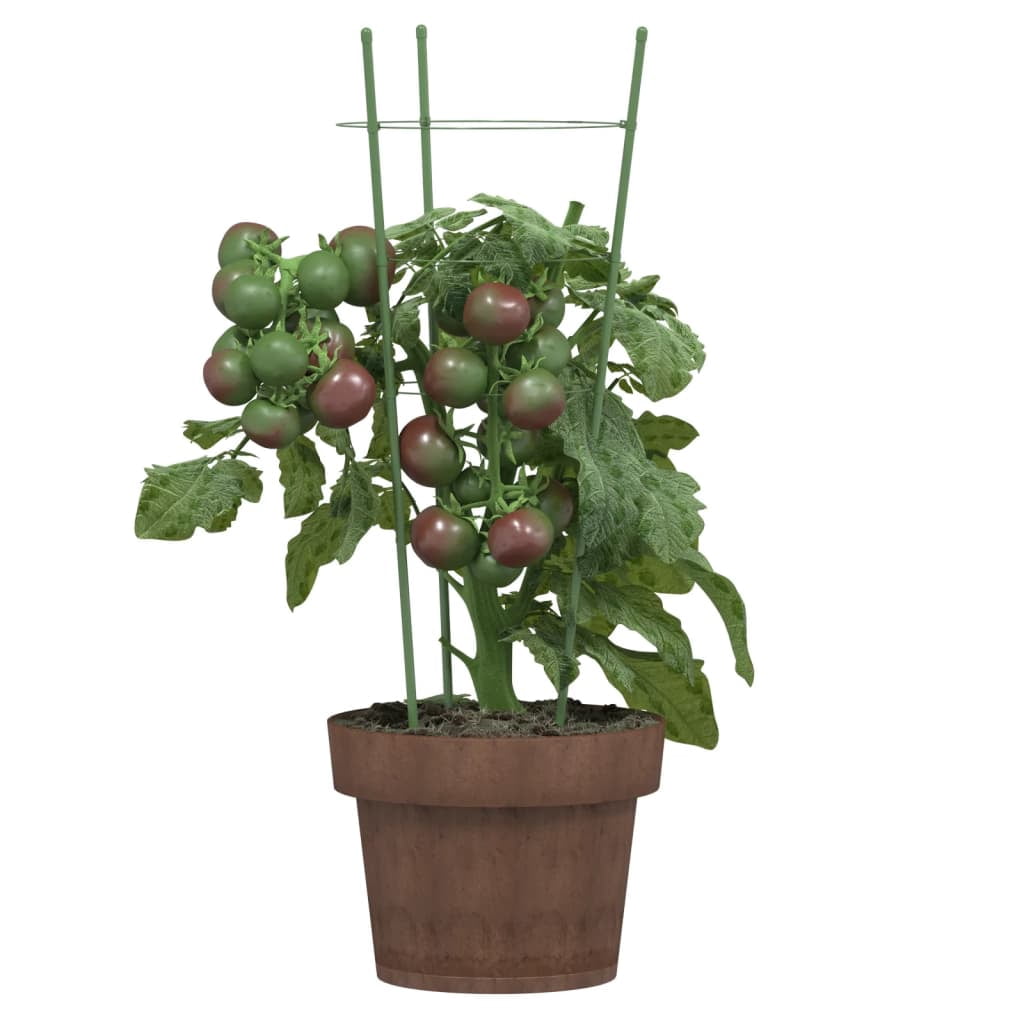 vidaXL Garden Plant Supports with 4 Rings Climbing Frame 5 Pcs Green Steel