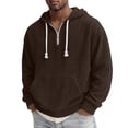 thumbnail image 5 of SYwaren Men's Quarter Zip Corduroy Hoodie Pullover Sweatshirt Solid Color Kangaroo Pocket Casual Outdoor, 5 of 8